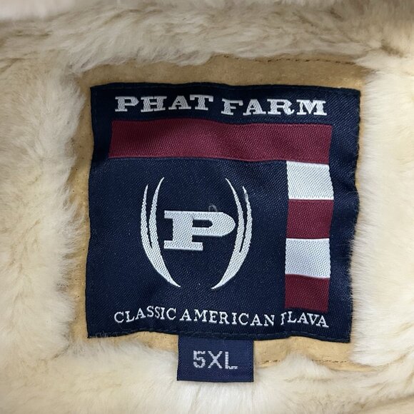 VTG Phat Farm Coat Men 5XL Brown Suede Gen.Leather Faux Fur Sherpa Heavy Hip Hop - Picture 3 of 16